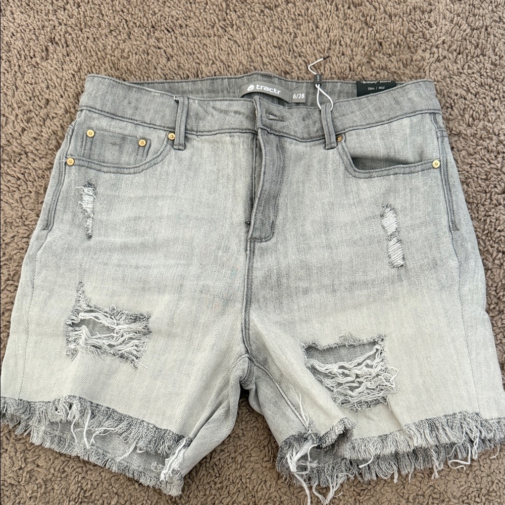 Tractr Gray Distressed Jean Shorts